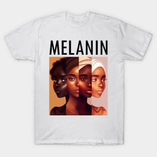 Shades Of Melanin Women Afrocentric Black Pride T-Shirt